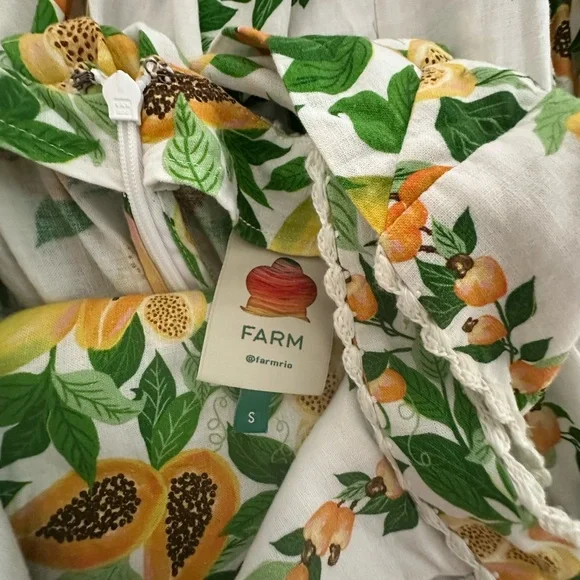 Farm Rio Papaya Salad Linen Sundress - Picture 3 of 7